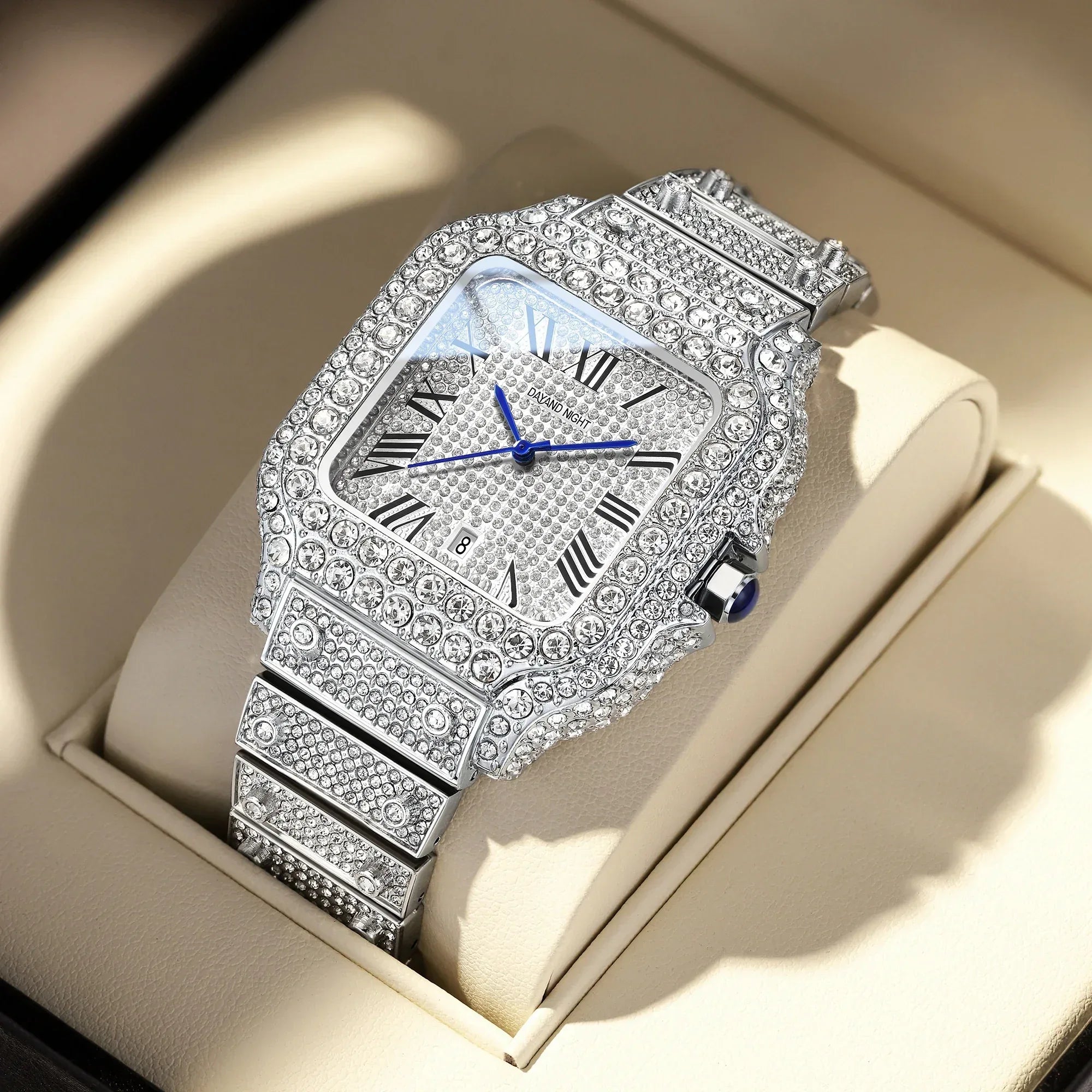 Luxury Full Moissanite Iced Out Watch | Men & Women’s Quartz Watch | Roman Numerals Party Clock | Passes Tester | Caratix - CaratixJewelry